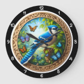 Blue Jay Pine Forest Heritage ラージ壁時計 (正面)