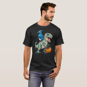 Blue Jay Riding Mummy T-Rex Dinosaur Halloween Tシャツ (正面フル)