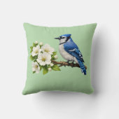 Blue Jay with White Blossoms クッション (裏面)