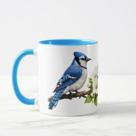 Blue Jay with White Blossoms マグカップ