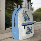 Blue Jays花とオプションのMonogramイニシャル プリントバックパック