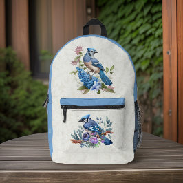 Blue Jays花とオプションのMonogramイニシャル プリントバックパック