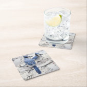 Blue Jays in a Snow Filled Tree スクエアペーパーコースター (インサイチュ)