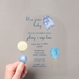 Blue Jean Baby | モダンバースデー・ベビーシャワー | バルーンアーチ アクリル招待状