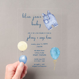 Blue Jean Baby | モダンバースデー・ベビーシャワー・バルーン アクリル招待状
