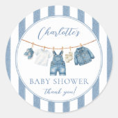 Blue Jean Baby Baby Shower ラウンドシール (正面)