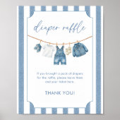 Blue Jean Baby Baby Shower Diaper Raffle Sign ポスター (正面)