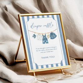 Blue Jean Baby Baby Shower Diaper Raffle Sign ポスター