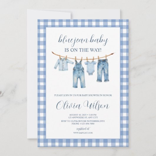 Blue Jean Baby  Baby Shower Invitation  招待状 (正面)