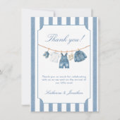 Blue Jean Baby Baby Shower Thank You Card サンキューカード (正面)