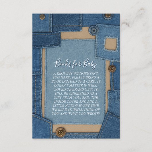 Blue Jean Baby Books for Baby Shower エンクロージャーカード (正面)