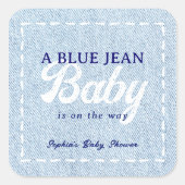 Blue Jean Baby Boy Baby Shower スクエアシール (正面)