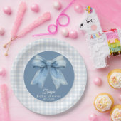 Blue Jean Baby Boy Baby Shower Gingham  Paper Plat ペーパープレート (パーティー)