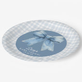 Blue Jean Baby Boy Baby Shower Gingham  Paper Plat ペーパープレート (アングル)