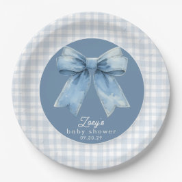 Blue Jean Baby Boy Baby Shower Gingham  Paper Plat ペーパープレート