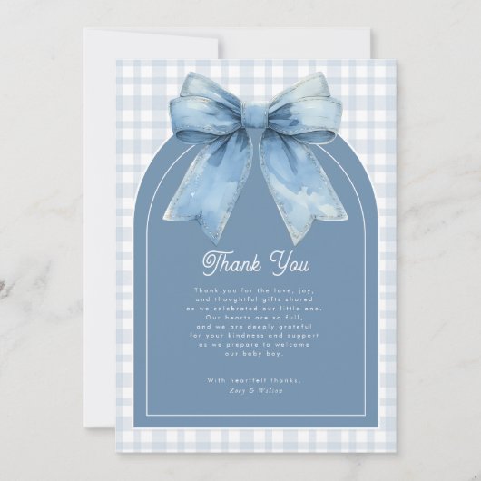 Blue Jean Baby Boy Baby Shower Thank You Card サンキューカード (正面)