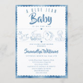 Blue Jean Baby Cute Toys Denim Baby Shower 招待状 (正面)