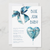 Blue Jean Baby Denim Baby Shower 招待状 (正面)