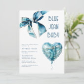 Blue Jean Baby Denim Baby Shower 招待状 (スタンド正面)
