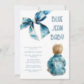Blue Jean Baby Denim Baby Shower 招待状 (正面)