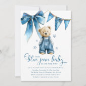 Blue Jean Baby Denim Baby Shower 招待状 (正面)