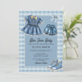 Blue Jean Baby Denim Baby Shower Invitation 招待状 (スタンド正面)