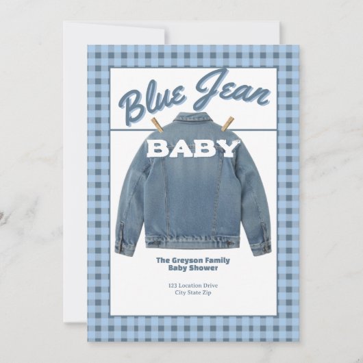 Blue Jean Baby - Denim Shower Custom Invitation 招待状 (正面)