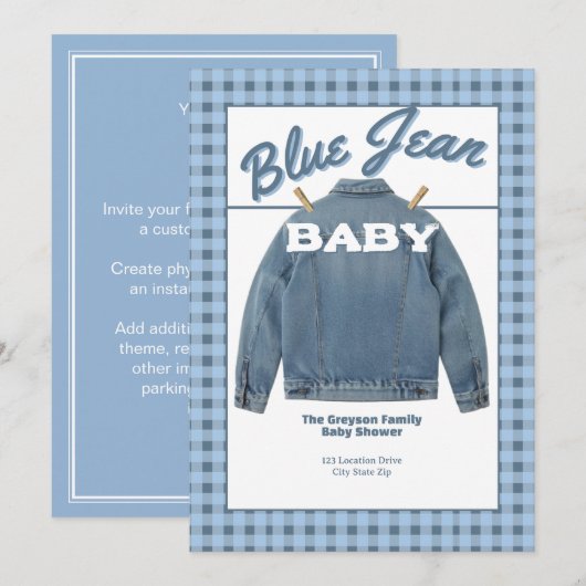 Blue Jean Baby - Denim Shower Custom Invitation 招待状 (正面/裏面)