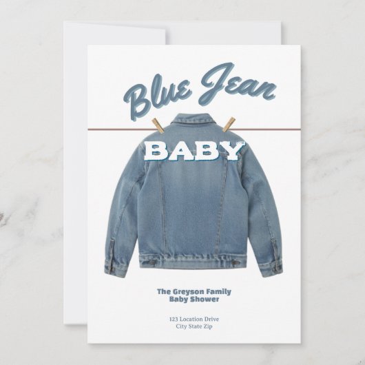Blue Jean Baby - Denim Shower Custom Invitation 招待状 (正面)