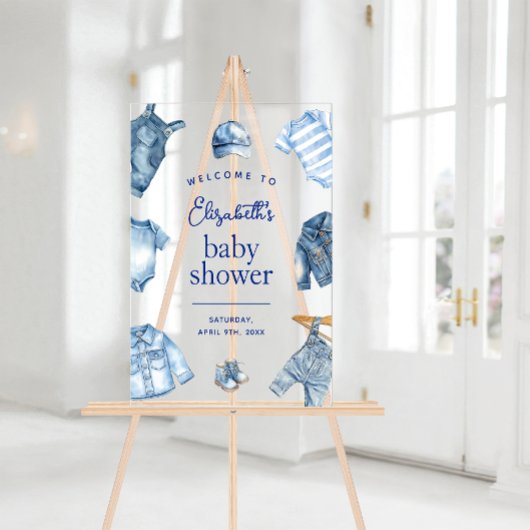 Blue Jean Baby Denim Themed Baby Shower Welcome アクリルサイン