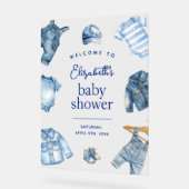 Blue Jean Baby Denim Themed Baby Shower Welcome アクリルサイン (傾斜)