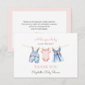 Blue Jean Baby Girl Baby Shower サンキューカード (正面/裏面)