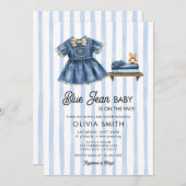 Blue Jean Baby Girl Denim Baby Shower Invitation 招待状 (正面/裏面)