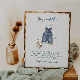 Blue Jean Baby Shower 8x10 Diaper Raffle Sign ポスター