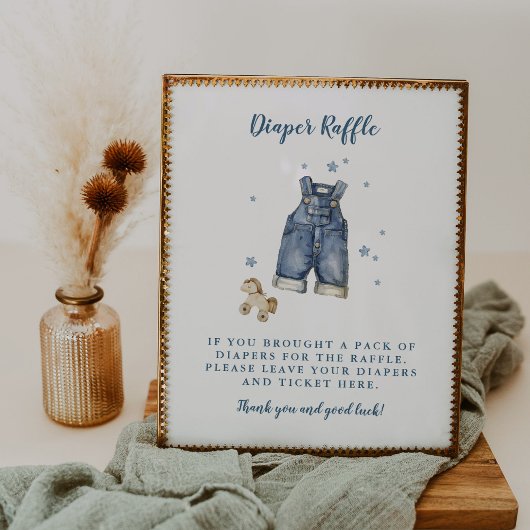 Blue Jean Baby Shower 8x10 Diaper Raffle Sign ポスター