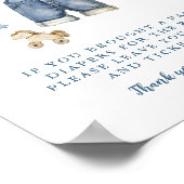 Blue Jean Baby Shower 8x10 Diaper Raffle Sign ポスター (角)