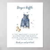 Blue Jean Baby Shower 8x10 Diaper Raffle Sign ポスター (正面)