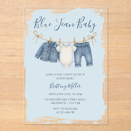 Blue Jean Baby Shower Baby Outfit  アクリル招待状