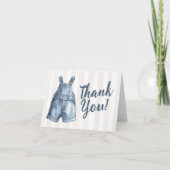 Blue Jean Baby Shower Blank Thank You Card サンキューカード (正面)