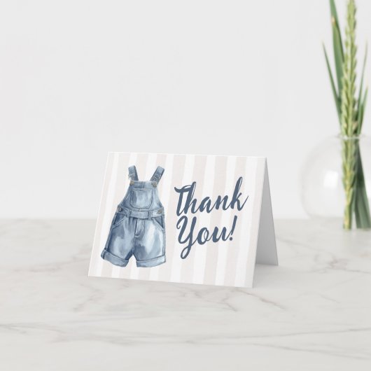 Blue Jean Baby Shower Blank Thank You Card サンキューカード (正面)