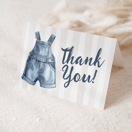 Blue Jean Baby Shower Blank Thank You Card サンキューカード