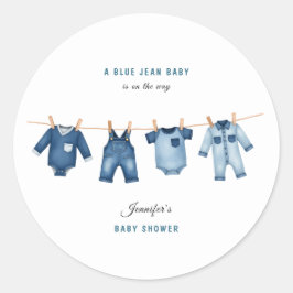 Blue Jean Baby Shower - Denim Theme ラウンドシール