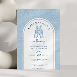 Blue Jean Baby Shower Elegant Watercolor Arch 招待状