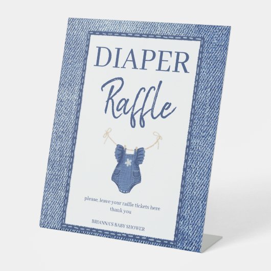 Blue jean baby shower for girl diaper raffle 台座サイン (正面)