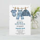 Blue jean baby shower invitation 招待状 (スタンド正面)