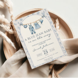 Blue Jean Baby Shower Invitation Cowboy 招待状