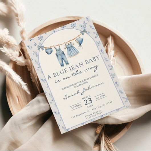 Blue Jean Baby Shower Invitation Cowboy 招待状