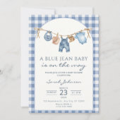 Blue Jean Baby Shower Invitation Cowboy 招待状 (正面)