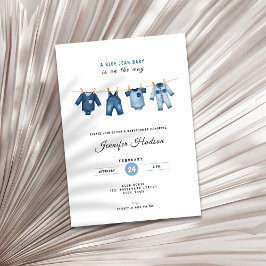 Blue Jean Baby Shower Invitation - Denim Theme 招待状