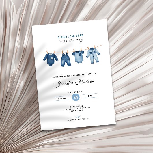 Blue Jean Baby Shower Invitation - Denim Theme 招待状